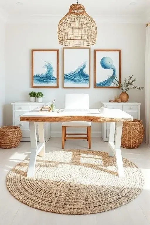 Marine-Inspired Artistry - Curate a gallery wall with striking sea creature illustrations or abstract ocean landscapes. This bold move invites conversation and admiration while allowing personal expression to flourish, transcending traditional artwork norms.
