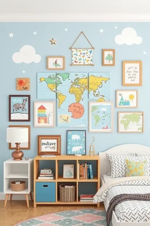 The Artful Adventure Wall - Encourage creativity with an interactive art wall, painted in chalkboard paint for endless doodling fun. Frame a collection of artwork done by your child, creating a gallery that evolves with their imagination. This space not only serves as a canvas but also fosters a sense of pride and ownership, reminding them that their creativity knows no bounds.