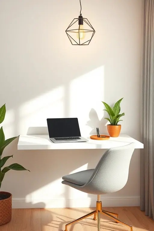 Glow & Grow Workstation - Reimagine the desk as a pedestal for growth, both personal and botanical. Picture a minimalist wooden desk accompanied by a collection of small potted plants, each chosen for its unique texture and height. This arrangement becomes a vivid tableau of nature's artistry. Enhance this setup with lighting that serves as both art and utility—think sculptural desk lamps with warm light that mimic the sun’s gentle glow. The interplay of light and greenery invites a sense of peace and motivation, allowing your thoughts to flourish amid an oasis of calm.