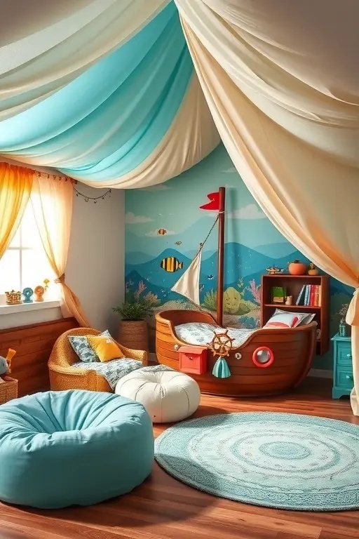 Adventure Cove - Create a playful reading nook that resembles a shipwreck or a cozy treehouse. With whimsical shelves shaped like waves or leaves, every story becomes an expedition, inspiring a love for books and igniting the imagination to sail into uncharted territories.
