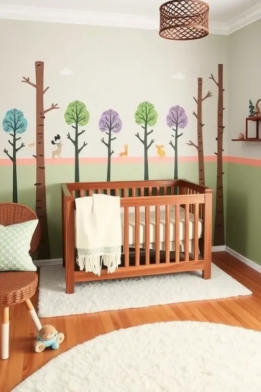 Rustic Lodge Haven - Welcome to the Rustic Lodge Haven, a nursery that marries the charm of a mountain retreat with the warmth of home. Opt for reclaimed wood accents, vintage-inspired light fixtures, and a soothing color palette of muted browns and pastel blues. Incorporate nature-inspired wall decals and a canopy of soft fabric that evokes the feeling of a peaceful lodge in the woods. Complete the look with chunky knit blankets and wicker storage baskets, providing both style and function while creating a cozy atmosphere for your little adventurer.