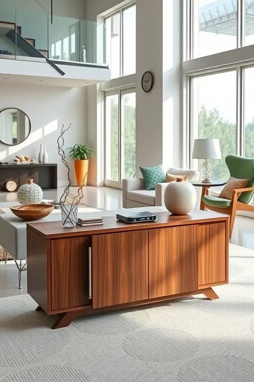 The Cloaked Console - Reimagine a traditional console table by incorporating sliding panels or hidden compartments. This chic piece can house your smart speakers, routers, and charging stations, all while maintaining a clean, intentional look. Opt for neutral tones or subtle textures that align with your interior style, allowing the console to be a functional focal point rather than a tech eyesore. It’s a harmonious blend of form and function, wrapped in modern design.