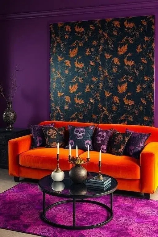 Mystic Midnight Oasis - Transform your living space into a Mystic Midnight Oasis where shadows dance and stories unfold. Use deep purple lighting to drape your space in a soft twilight, complemented by glowing orange accents that spark excitement. Incorporate smart bulbs that allow you to shift between soft hues to vibrant flashes, creating a dynamic environment that sets the perfect mood for your Halloween gatherings. Light it up, and watch as your home becomes a canvas of whimsy!