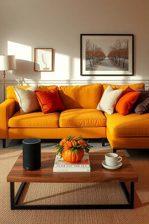 Luminous Echoes - 'Luminous Echoes' are elegant, voice-controlled lamps that blend seamlessly into your living space while offering dynamic lighting options. With a sleek silhouette resembling a modern art piece, these lamps feature customizable color settings that can shift from a soft golden hue for intimate gatherings to a cool blue for a tranquil retreat. Each lamp is equipped with ambient sound recognition, allowing you to set the perfect mood as they respond to the rhythm of your environment. Imagine the gentle glow of these lamps enhancing your evenings, making every moment as inviting and warm as a fall sunset.