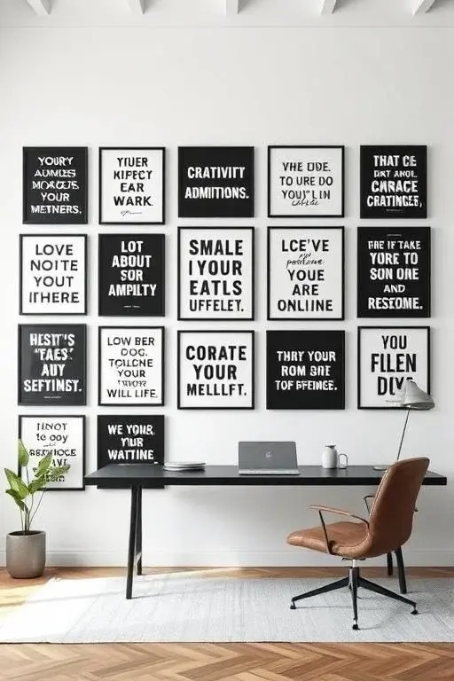 Quote Wall Symphony - Transform an entire wall into a symphony of words. Play with varying frame sizes and orientations to create a curated collage that tells your personal story. Each quote can reflect a different aspect of your journey, encouraging reflection and aspiration.