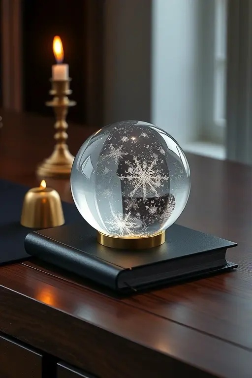 Moonlit Mystique Paperweight - Crafted from luminescent resin, this paperweight captures the essence of a full moon, complete with delicate bat silhouettes floating within. It’s not just a functional piece—its ethereal glow will inspire creativity through the darkest of nights.