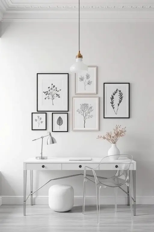 Ethereal Echoes - Use monochromatic prints of haunted landscapes or old-world cottages, framed in rustic wood. The soft textures and earthy tones foster a coziness that feels like a warm hug on a chilly evening. Each piece whispers stories of the past, making your space a refuge where memories linger.