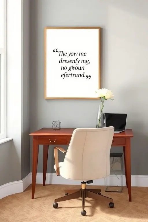 Understated Glamour - Utilize sleek, metallic accents alongside your black frames. Gold or silver frames can add a layer of sophistication without overwhelming the minimalist aesthetic. This elegant combination lets the quotes shine while elevating your workspace's overall vibe.