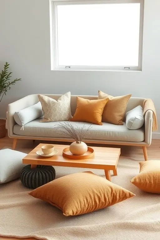 Cushion Collective - Layer a mix of cushions in various textures and sizes on your seating. Choose linen, cotton, and wool in subtle patterns. This creates a cozy atmosphere while maintaining the minimalist approach, inviting comfort without chaos.