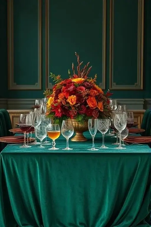 Unexpected Glassware Gala - Ditch the conventional wine glasses for a mix of vintage cut crystal and modern geometric shapes in amber and terracotta hues. This eclectic glassware not only elevates the dining experience but also plays with light, casting enchanting reflections that dance across your table, making each toast a spectacle.