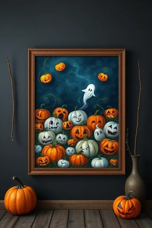 The Pumpkin Patch of Peril - Embrace the classic fall staple with a macabre twist! Mix traditional pumpkins with mini skeletons emerging from the ground, as if they’re trying to escape their gourd prison. Paint some pumpkins with ghostly faces and others with comical expressions. Add a touch of glitter for a sparkle effect that transforms your patch into a hauntingly beautiful spectacle.