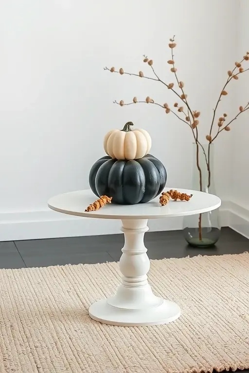 Nature’s Palette - Incorporate natural elements such as pinecones, branches, or even black feathers to complement your pumpkin stack. These organic additions breathe life into your creation, softening the monochrome vibe and adding layers of texture that evoke the rich tapestry of autumn.