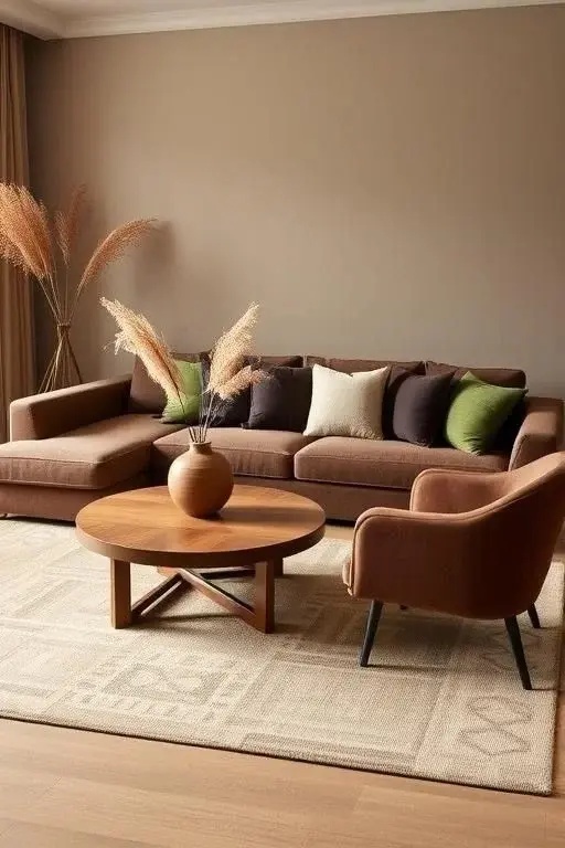 Nature's Palette - Bring the outdoors in by using potted plants with earthy mocha pots. The greenery contrasts beautifully with the warm tones, creating a natural harmony that feels alive.