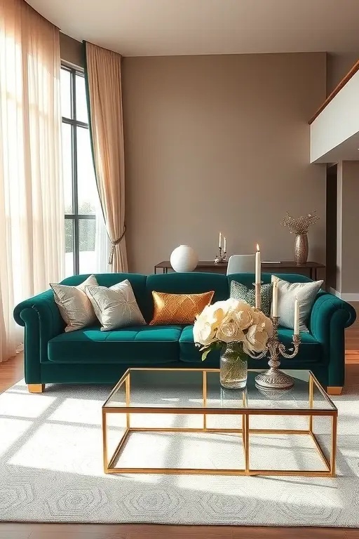 Glamour & Grace - Elevate your living space into a realm of understated luxury with elegant accents and sophisticated color palettes. Think rich fabrics, gold accents, and artful decor that sparks conversation. This aesthetic fosters a sense of pride and sophistication, making every gathering feel special and memorable as you host friends and family.
