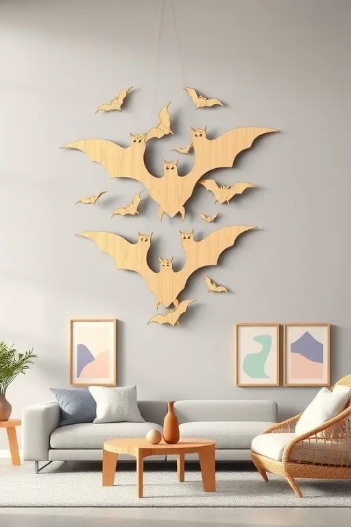Whimsical Wall Art - Turn a plain wall into an art gallery with a creative collage of bat silhouettes. Mix and match sizes and colors—think vibrant hues or chic monochromes—to create a playful arrangement that reflects your personality. This DIY project is a fantastic way to express your style while keeping it minimalist and modern.