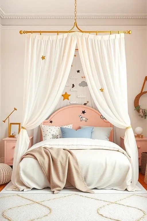 Artistic Abode - Let your creativity shine with a canopy bed that doubles as an art piece. Drape the structure with bold, patterned fabrics and scatter quirky pillows that spark joy. Adorn the space with handcrafted star lights that offer an eclectic, artsy flair, making your bedroom not just a place to sleep, but a canvas for self-expression.
