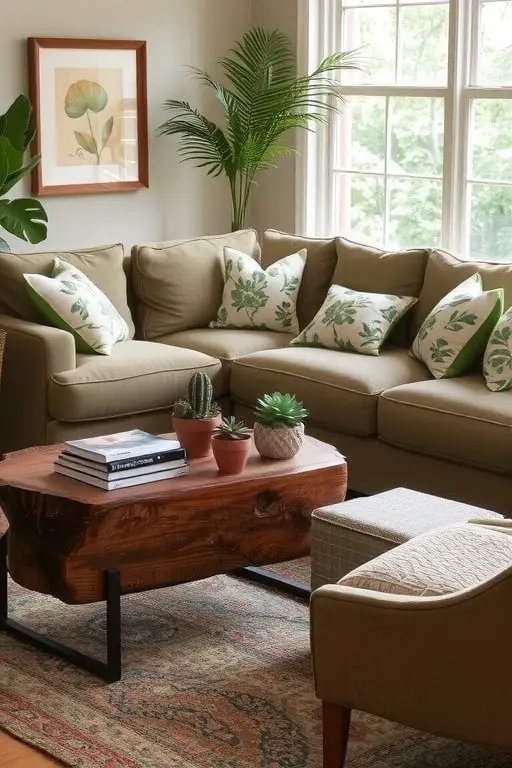 Nature's Embrace - Let the outside in with decor that highlights natural elements. Use wooden furniture, stone accents, and a palette inspired by nature’s hues to create an organic feel. Incorporate large windows or indoor gardens that bring in natural light and fresh air. This space invites a sense of peace and connection to the earth, grounding you in the moment.