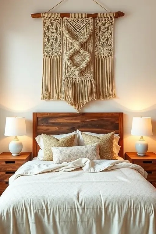 The Bedroom Serenity - Bring boho charm to your bedroom by hanging a macrame piece above your bed or bedside table. Incorporate dried roses to add softness and romance. This idea strikes a balance between aesthetics and comfort, encouraging a serene retreat without overspending.