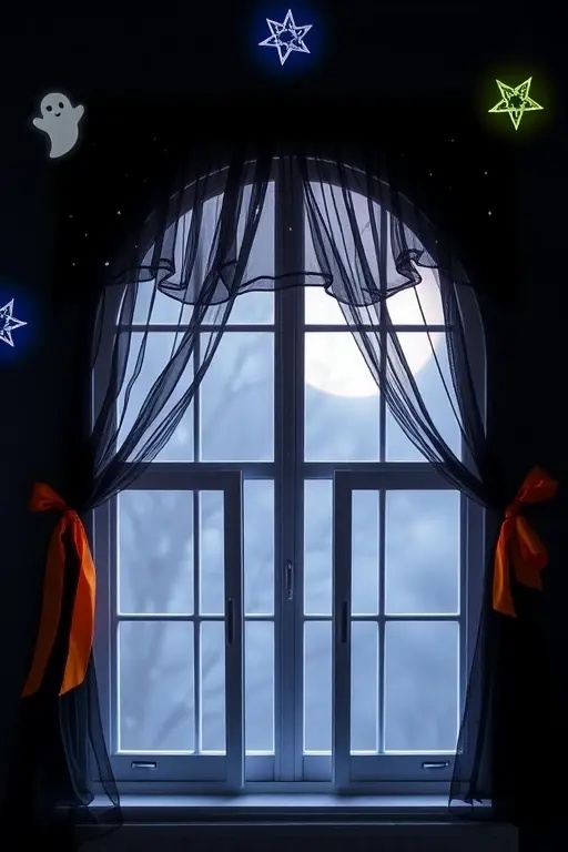 Wicked Window Wonderland - Elevate your window displays with thematic stickers that capture the Halloween spirit. Use transparent ghost and bat designs to create a window-scape that both mystifies and delights. As night falls, these elements will come alive, casting shadows that make your home feel like it’s straight out of a spooky storybook.