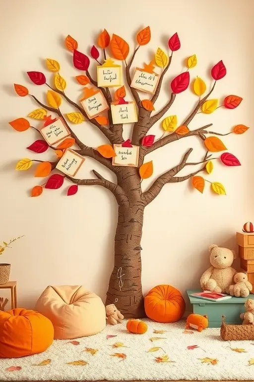 Thankful Tree - Build a thankful tree using branches and colorful paper leaves where each family member can write what they are thankful for. This interactive piece not only decorates the room but also fosters conversation and connection during the holiday.