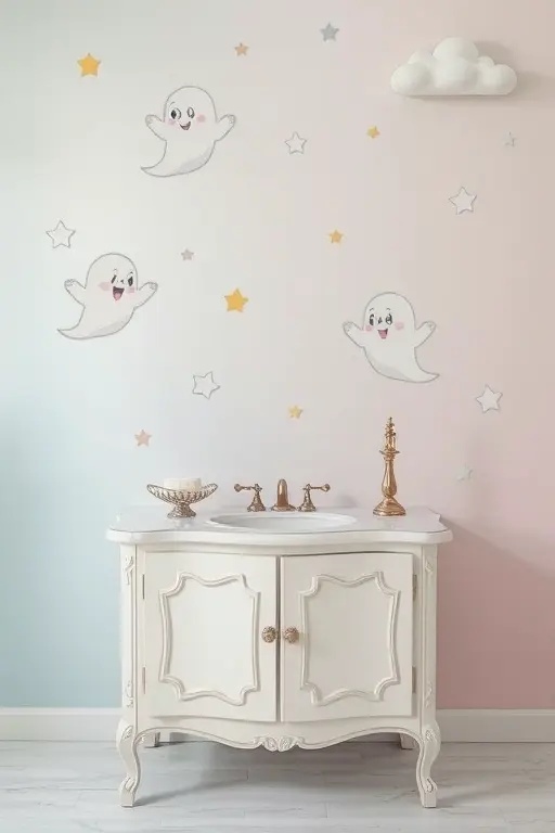 Ethereal Bathroom Escape - Make your bathroom a serene sanctuary with ghost decals floating around the mirror or bathtub. These friendly apparitions will turn your daily routine into a spooky, yet relaxing, retreat where you can unwind after a long day.