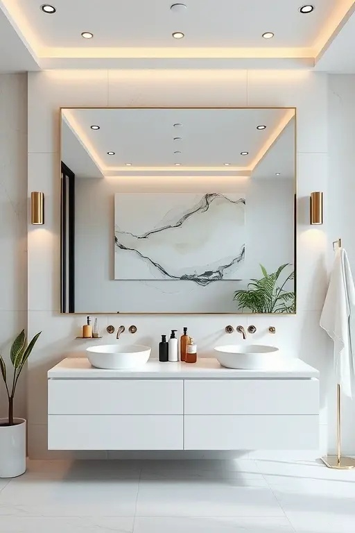 The Art of Connection - Bathing becomes a connected experience with voice-activated functionality. Control your mirror and home devices seamlessly—play soothing music, adjust the room temperature, or check your news feed—all while enjoying the elegance of a beautifully designed space that feels truly alive.