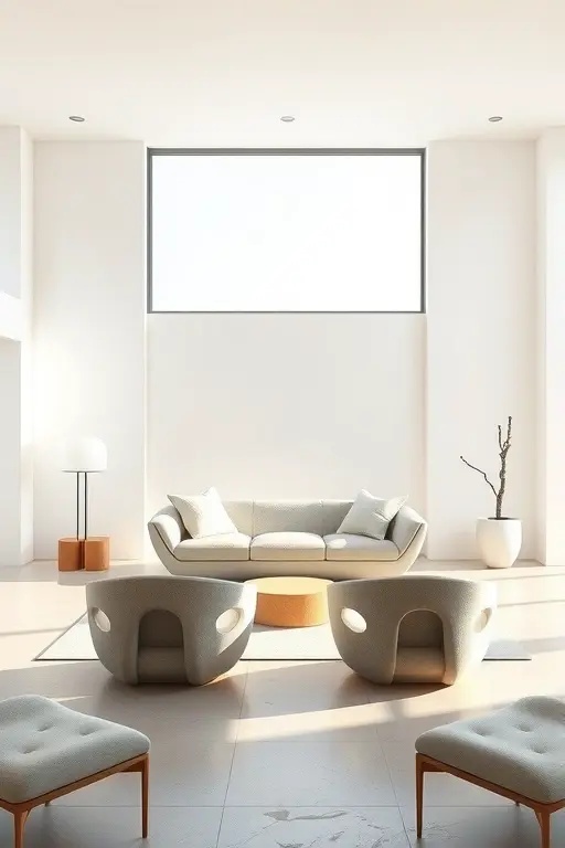 The Sculptural Silhouette - Introduce a statement piece in the form of a sculptural silhouette—a chair or table that embodies clean lines and organic shapes. This design not only serves a function but also acts as a work of art, drawing the eye and sparking conversation.