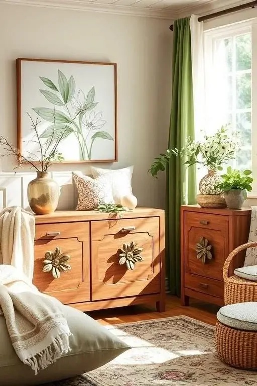 Nature's Embrace - Opt for nature-inspired pulls, like leaf or flower motifs, to invite the outdoors inside. With every tug of the drawer, you’ll feel a gentle reminder of the beauty of nature, creating a serene escape in your living space that rejuvenates your spirit.