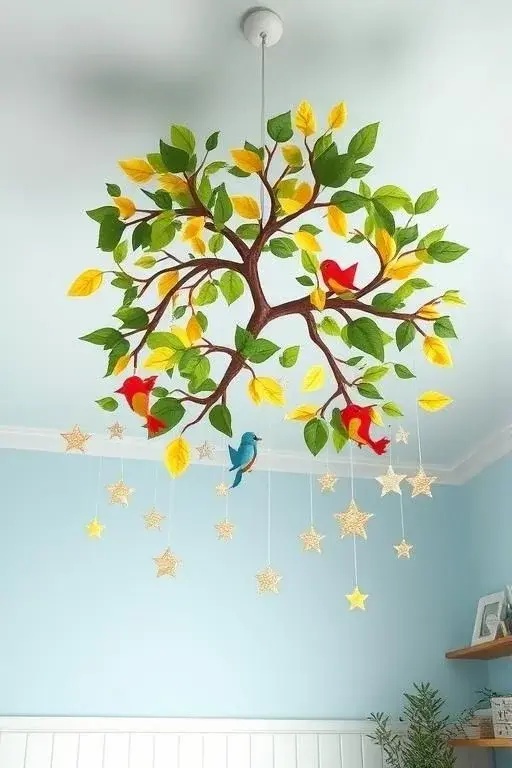 Nature's Symphony - Infuse your space with organic elements using a mobile made of suspended leaves and branches. This nature-inspired piece evokes a serene forest atmosphere, reminding you of the beauty of the outdoors while indoors.