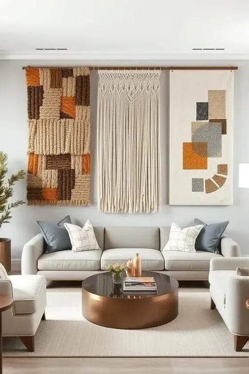 Layered Luxe: The Tapestry Trio - Mix and match different fiber art materials—think woven textiles, felt, and knotted pieces—to create a stunning layered effect. The key here is variety! Choose a harmonious color palette to keep it cohesive while still being delightfully eclectic.