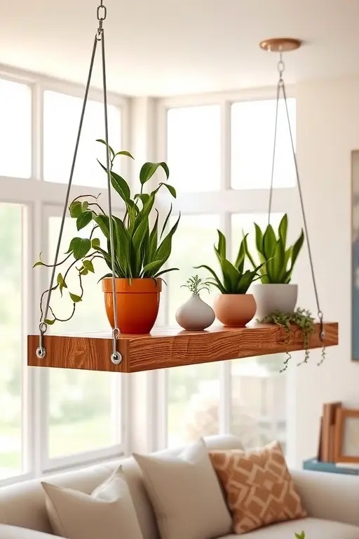 The Floating Garden Shelf - An innovative shelving unit that mimics the elegance of a floating garden, The Floating Garden Shelf is designed to display your cherished plants and art. Its airy design enhances vertical spaces while encouraging a connection with nature, no matter how small your footprint.