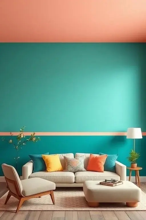 The Color Cascade - Let your walls drip with creativity! The Color Cascade effect creates a waterfall of hues flowing from one color to another, or from ceiling to floor. This playful approach not only adds depth but also brings an element of surprise. Great for kids’ rooms or any space where fun is mandatory!