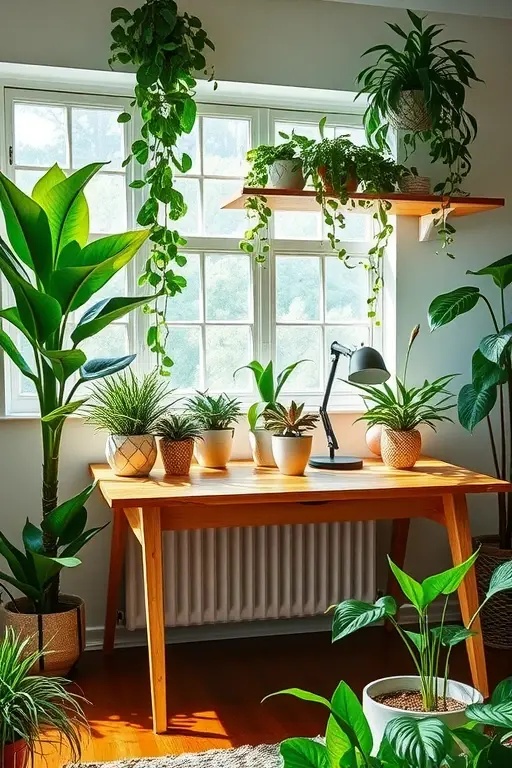 The Plant Parade - Add an army of lively plants to your workspace. Succulents, hanging vines, or a bold monstera can liven up your desk. Not only do they look great, but they also purify the air and keep your spirits high. Just make sure they can survive your occasional forgetfulness—choose the low-maintenance ones if needed!