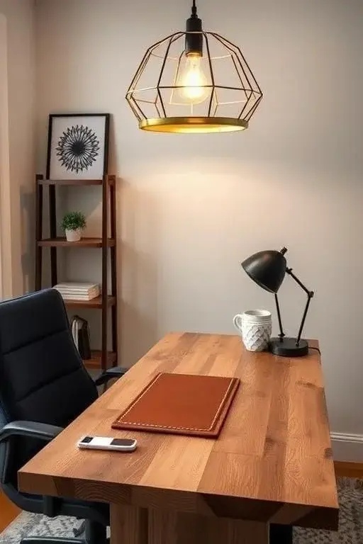 Statement Lighting - Choose a chic desk lamp with unique lines or an intriguing shape. A sculptural piece can act as both a functional light source and an artistic statement, brightening your workspace without the need for high-end overhead fixtures.
